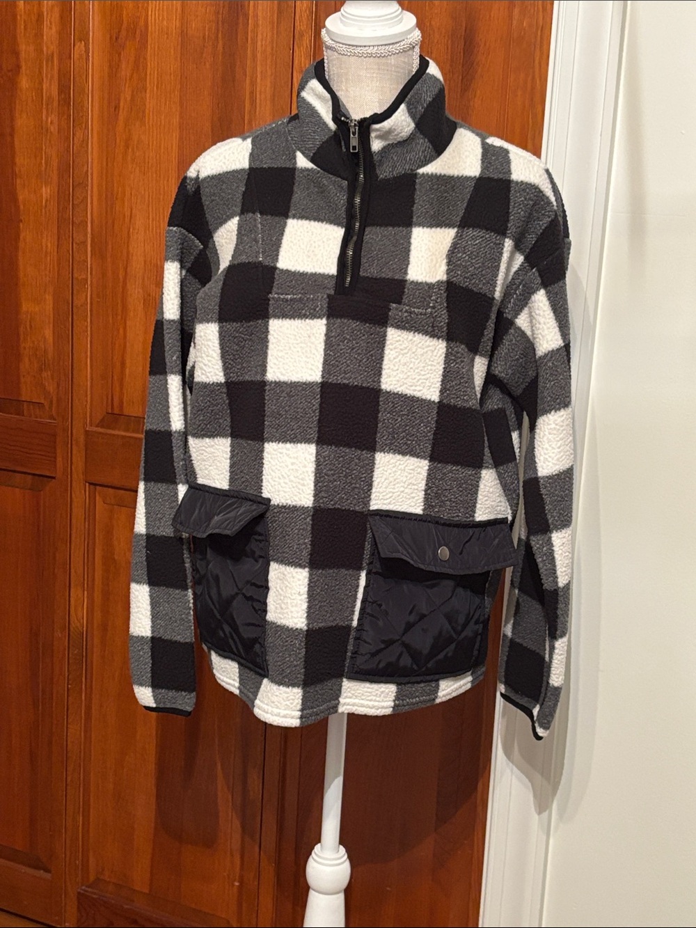 fleece buffalo check quarter zip.